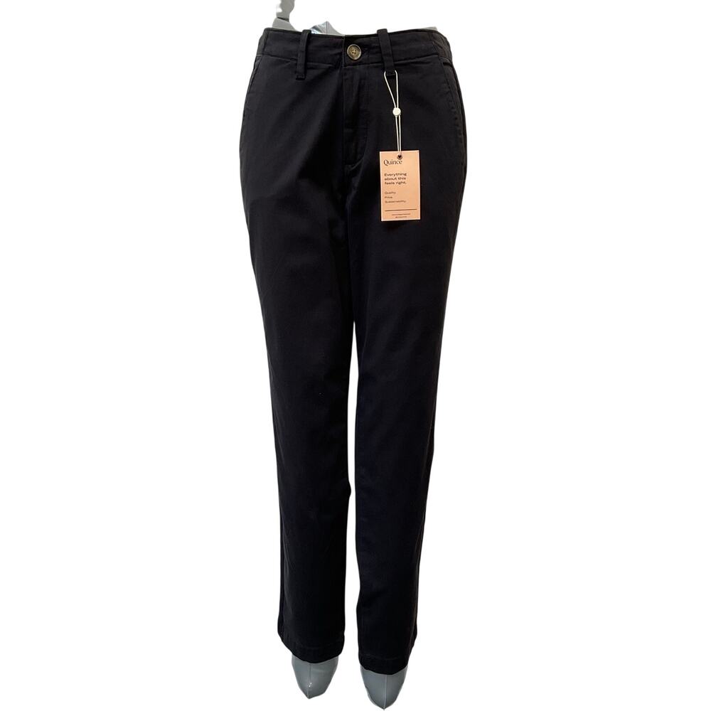 NWT Quince Womens 25 Black Organic Cotton Stretch Twill Trousers Casual Pants